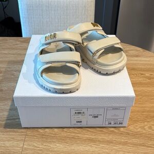 Dior Cream Sandals with Gold Accents